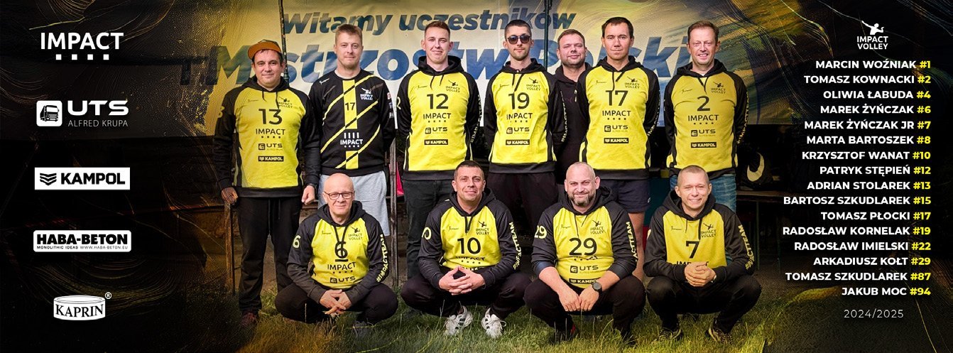 Grafika drużyny Impact Team z logotypami partnerów